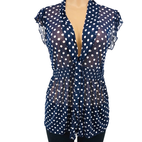 Tops - 4 for $25 SALE!!!! Sheer Polka Dot V-neck Blouse